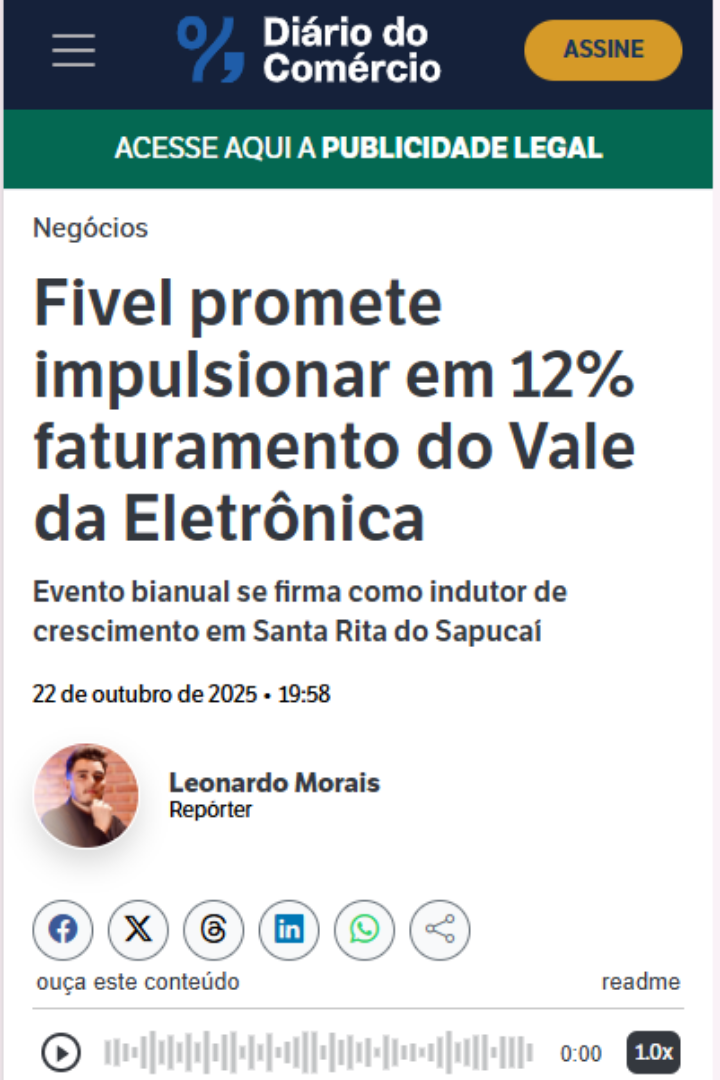 Fivel promete impulsionar em 12% faturamento do Vale da Eletrônica